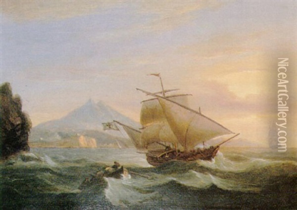 A Felucca Off The North African Coast Oil Painting - Thomas Luny