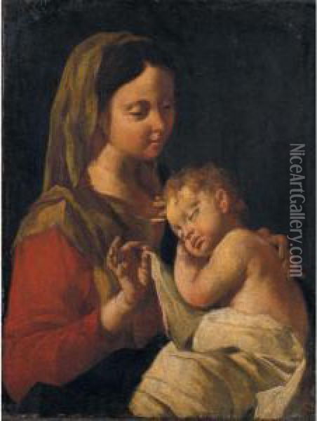 Madonna Col Bambino Oil Painting - Francesco Daggiu Daggiu Il Capella