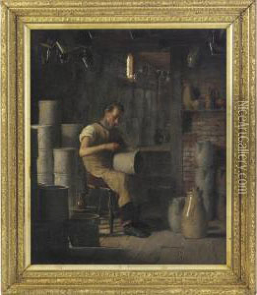 The Stoneware Decorator Oil Painting - Enoch Wood Perry