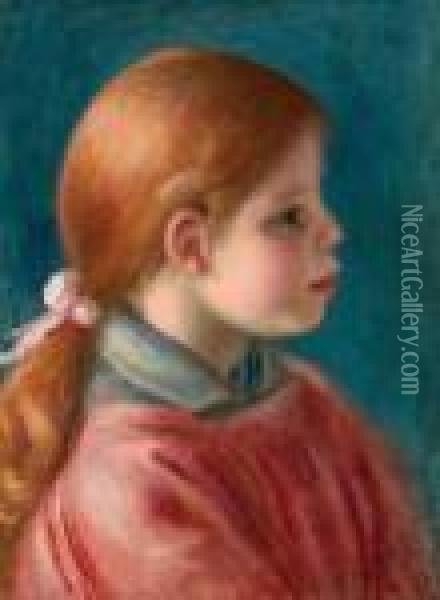 Tete De Jeune Fille Oil Painting - Pierre Auguste Renoir