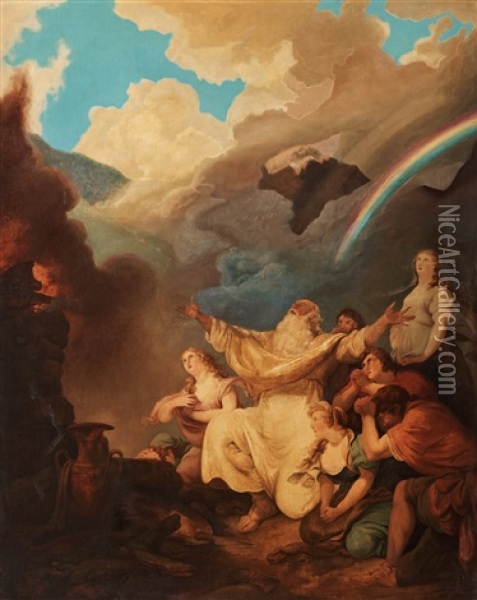 Noah's Sacrifice Oil Painting - Philipp Jakob Loutherbourg the Elder