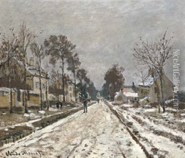 Route A Louveciennes, Effet De Neige Oil Painting - Claude Monet