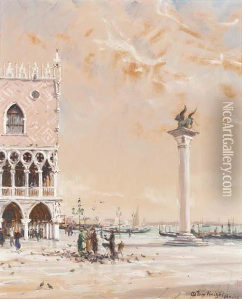 The Lion Of St. Mark, Venice Oil Painting - Louis Aston Knight