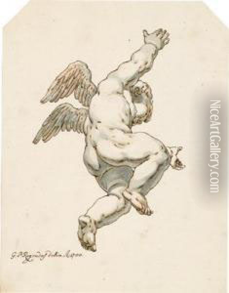 A Study Of A Winged Putto Oil Painting - Georg Philipp I Rugendas