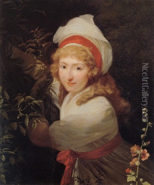 Portrait Of Mrs. Lambert Oil Painting - Henri-Pierre Danloux