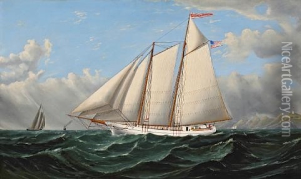 The Jennie Thelin Off San Francisco Bay Oil Painting - William Alexander Coulter
