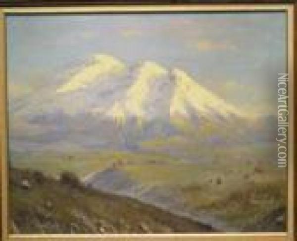 Sheep Herder In The Foothills Of The Wasatch Range Oil Painting - Harvey Otis Young