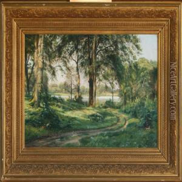 Forest Scenery Oil Painting - Johannes Boesen