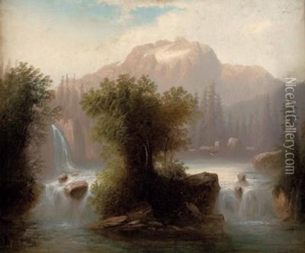 Wasserfall Im Hochgebirge Oil Painting - Julius Zopf