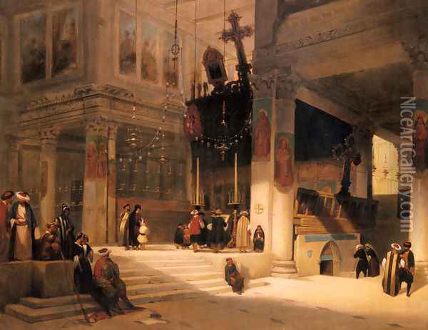 Followers Inside An Eastern Church Oil Painting - Fabius Germain Brest