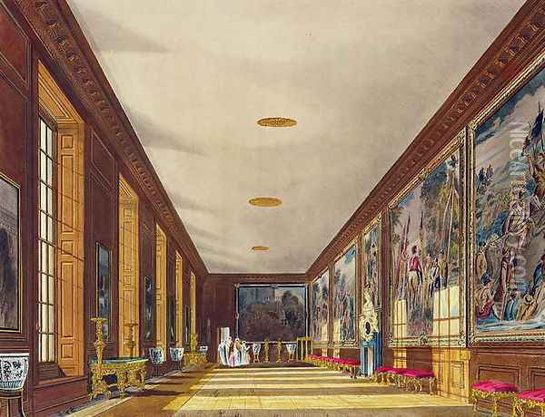 The Ball Room, Hampton Court, from 'The History of the Royal Residences', 1819 Oil Painting - Richard Cattermole
