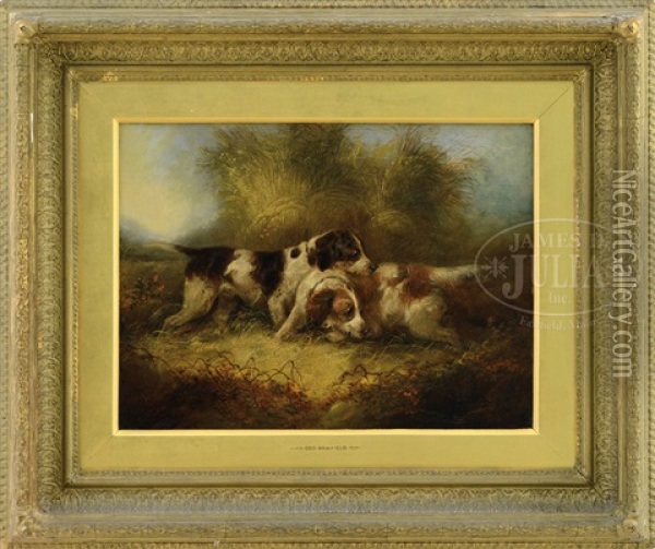 Two English Setters In Meadow Oil Painting - George Armfield