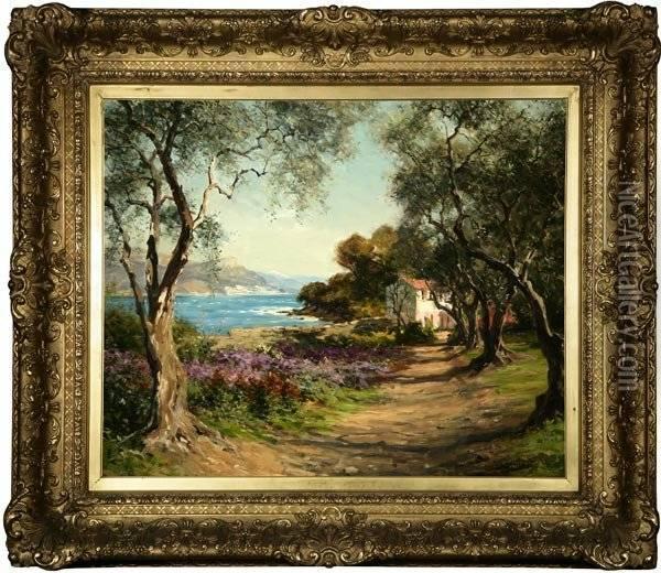 A Garden On The Riviera (cap Ferrat) Oil Painting - Louis Aston Knight