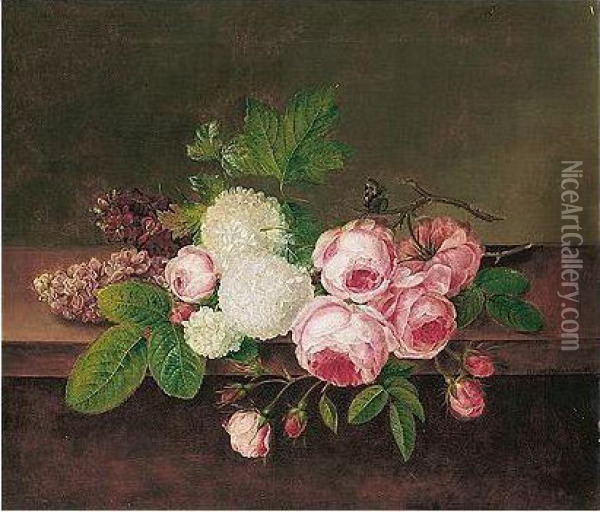 Opstilling Med Blomster (still Life With Flowers) Oil Painting - Johanna, Hanna Hellesen