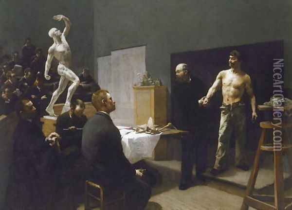 The Anatomy Class at the Ecole des Beaux-Arts, 1888 Oil Painting - Francois Salle