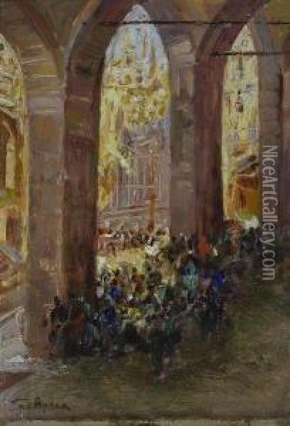 In Chiesa Oil Painting - Giuseppe Aprea