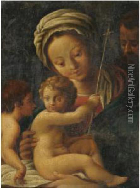 The Holy Family With The Infant Saint John The Baptist Oil Painting - Bartolomeo Schedoni