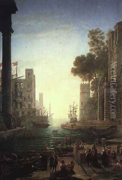 Landscape with the Embarkation of Saint Paula Romana at Ostia 1639 Oil Painting - Claude Lorrain (Gellee)