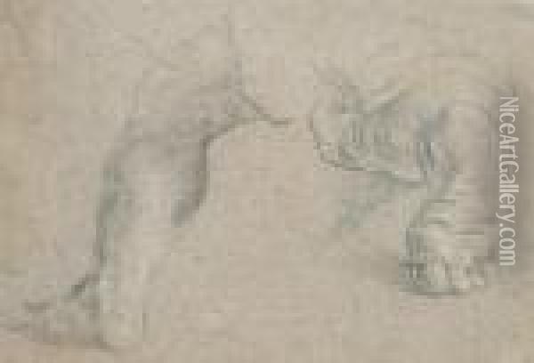 Beinstudien Eines Knieenden Mannes Oil Painting - Peter Paul Rubens