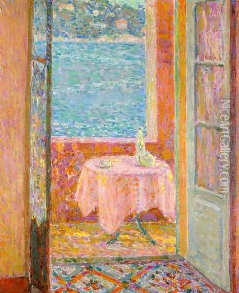 Table by the Sea, Villefranche-sur-Mer Oil Painting - Henri Eugene Augustin Le Sidaner