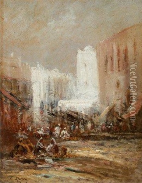 Rue Animee A Constantinople Oil Painting - Edouard-Jacques Dufeu