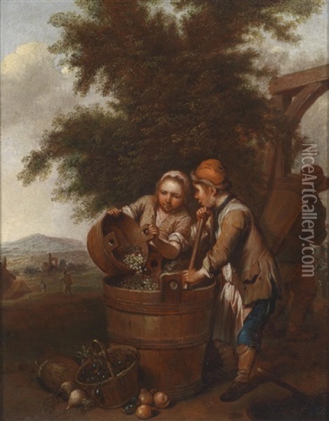 Die Weinlese Oil Painting - Johann Conrad Seekatz