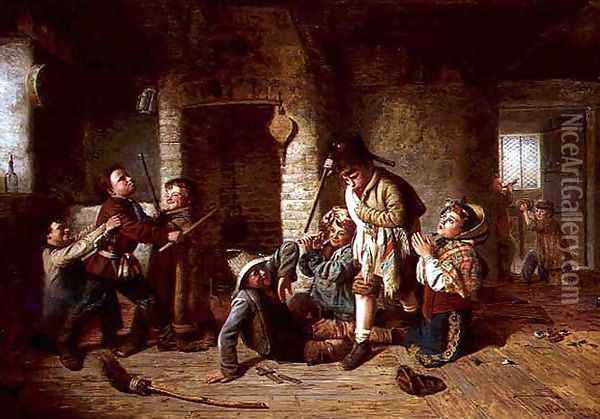 Playing Soldiers, 1862 Oil Painting - Matthias Robinson
