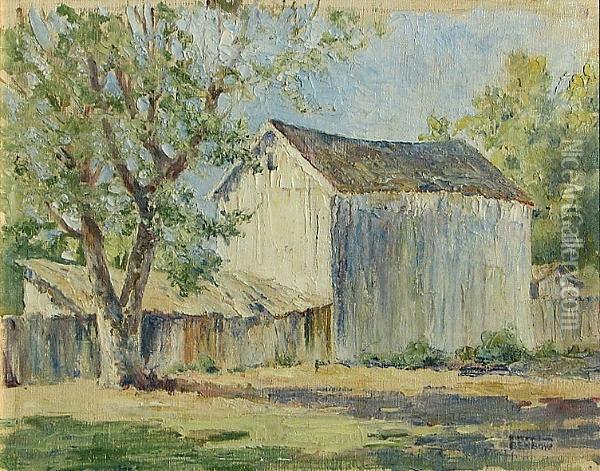 The White Barn Oil Painting - Evangeline Benbow