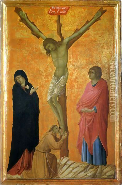 Cucifixion with Saint Francis Oil Painting - Ugolino Di Nerio (Da Siena)