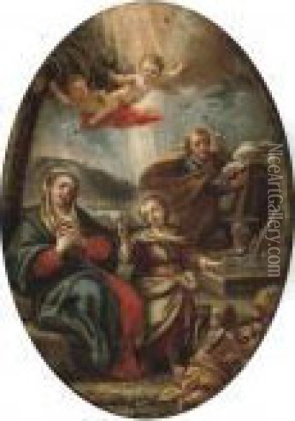 The Holy Family Oil Painting - Cirlce Of Filippo Lauri