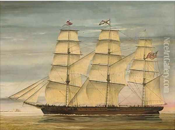 The clipper ship Ocean Express; and A clipper off a coast Oil Painting - English School