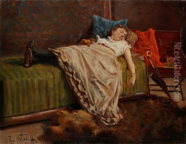 Sleeping Girl Oil Painting - Lazare Artasof (Artazyan)