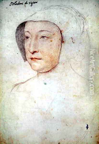 Louise de Polignac (1480-c.1545), femme de Francois du Fou, seigneur du Vigean, c.1523 Oil Painting - (studio of) Clouet