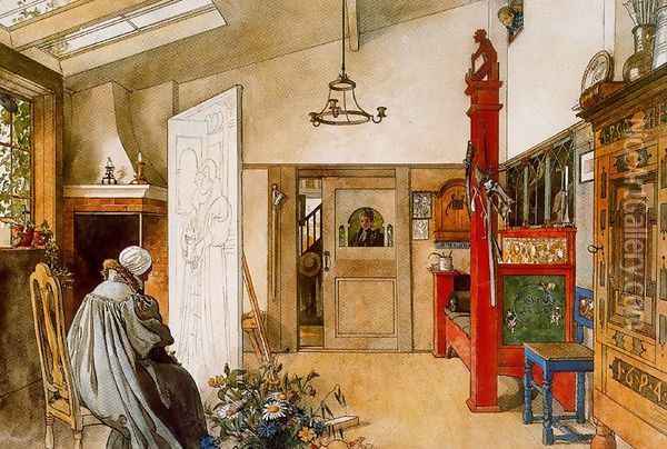 The Study Oil Painting - Carl Larsson