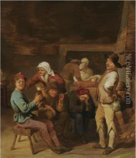 A Barn Interior Oil Painting - Pieter Jansz. Quast
