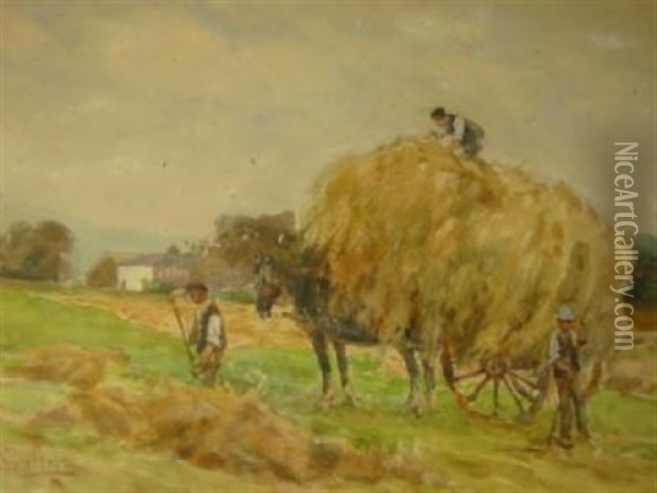 Saving The Hay Oil Painting - Frank Saltfleet