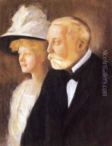 Study for Portrait of Henry Clay Frick and His Daughter, Helen Oil Painting - Edmund Charles Tarbell