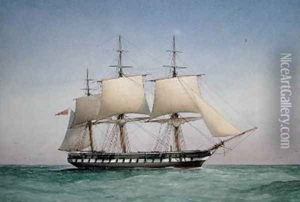 50-gun Frigate HMS Arethusa 1876 Oil Painting - William Frederick Mitchell