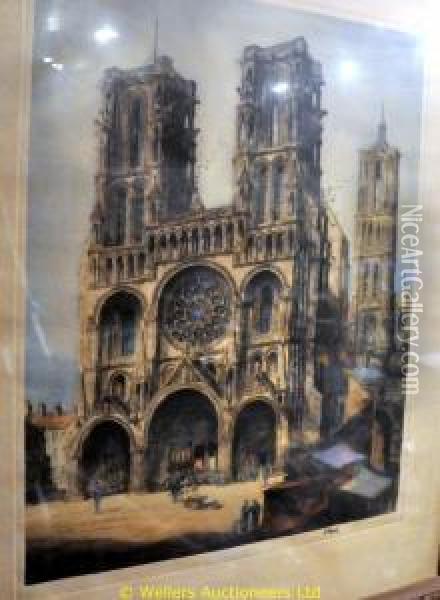 Rheims Cathedral Oil Painting - William Monk