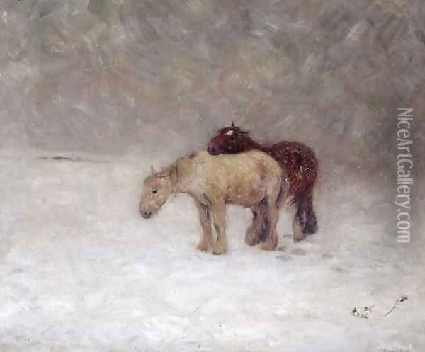 A Snow Storm, c.1891 Oil Painting - Edward Stott