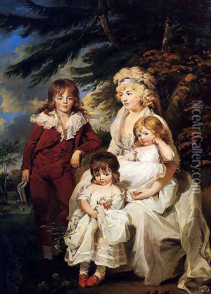 Portrait Of The Hon. Juliana Talbot, Mrs Michael Bryan (1759-1801), With Her Children Henry, Maria And Elizabeth Oil Painting - James Ward