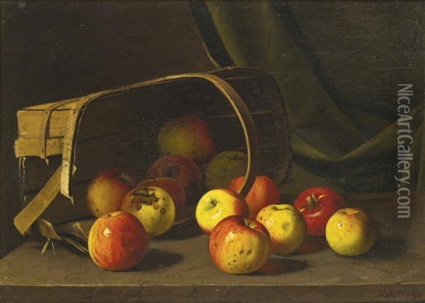 Apples Spilling From A Basket Oil Painting - Andrew John Henry Way