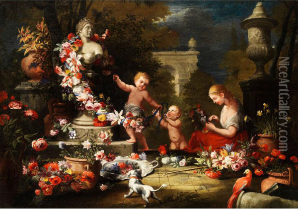 Blumengabe An Die Gottin Venus Oil Painting - Abraham Brueghel