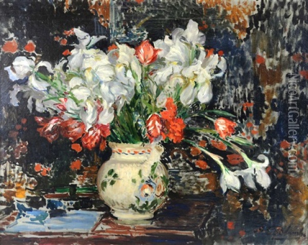 Still Life Of A Vase Of Flowers Oil Painting - Jacques-Emile Blanche