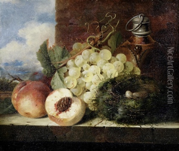 Still Life With Bird's Nest Oil Painting - Edward Ladell