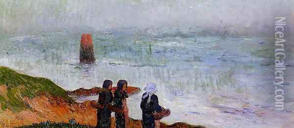 Breton Women by the Sea Oil Painting - Henri Moret