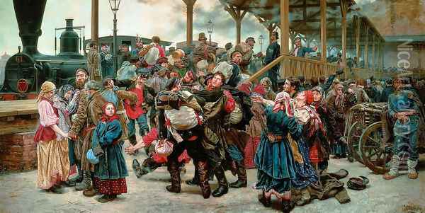 Departing for the War, 1888 Oil Painting - Konstantin Apollonovich Savitsky
