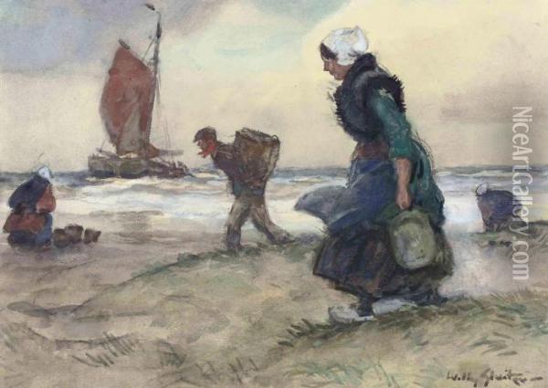 The Bait Gatherers Oil Painting - Willy Sluyters