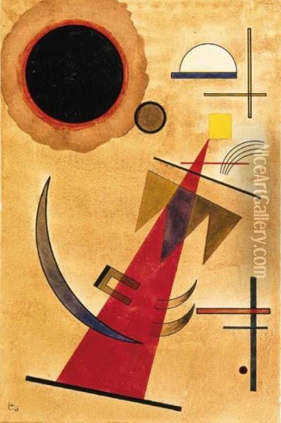 Rot In Spitzform Oil Painting - Wassily Kandinsky