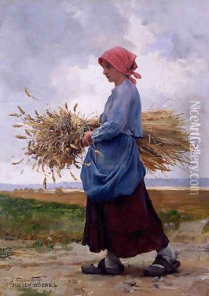 Returning From the Fields Oil Painting - Julien Dupre